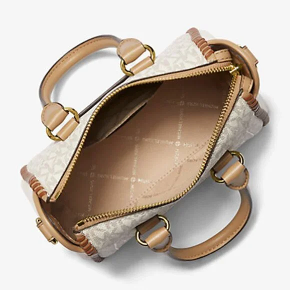 $98 Michael Michael Kors Lt Cream/Sag Multi Ex-Small Signature Logo Satchel - Picture 3 of 8